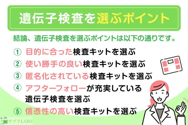 遺伝子検査を選ぶポイント